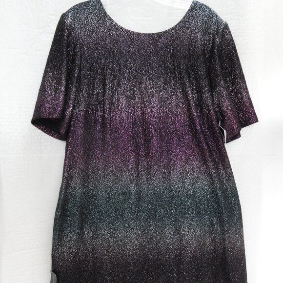 Lane Bryant Purple Blue Ombré Pockets Metallic Midi Sheath Dress Size 14 / 16 - Picture 1 of 13